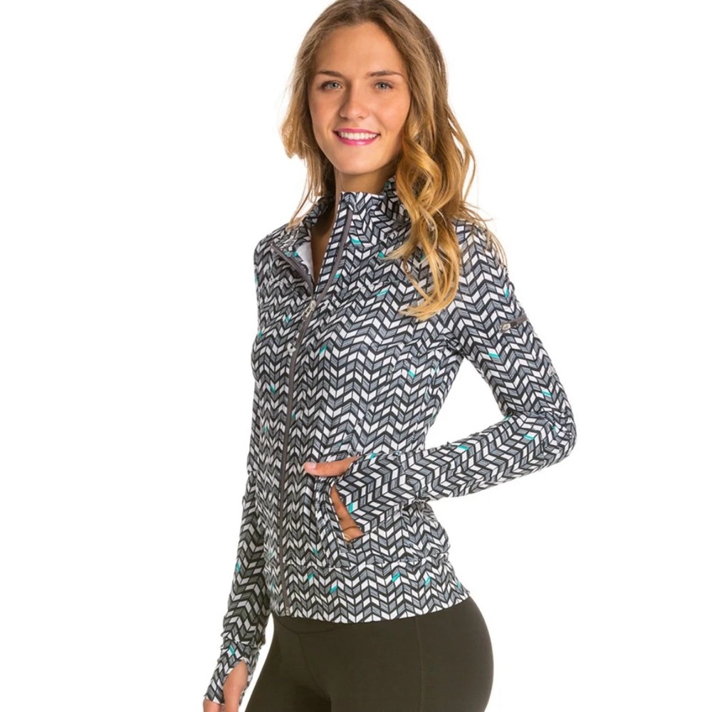 ALO Yoga watercolor arrow Patterned Zip-Up Hoodie XS